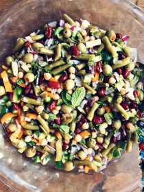 Pimiento-Stuffed Olive Three Bean Salad