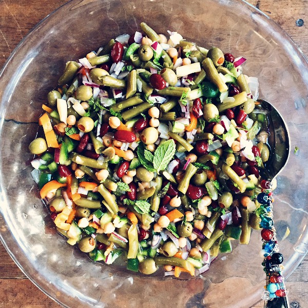 Pimiento-Stuffed Olive Three Bean Salad