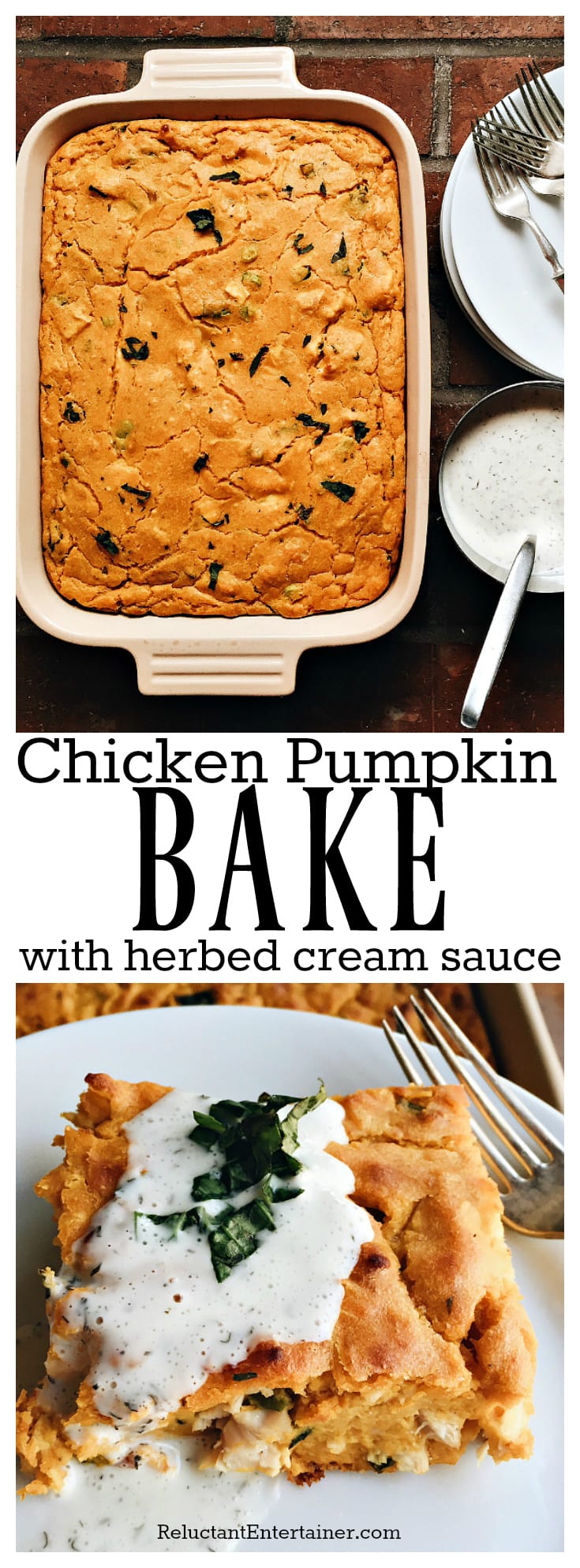 Chicken Pumpkin Bake with Herbed Cream Sauce is the ultimate fall dish to make ahead, and bake right before company comes to dinner