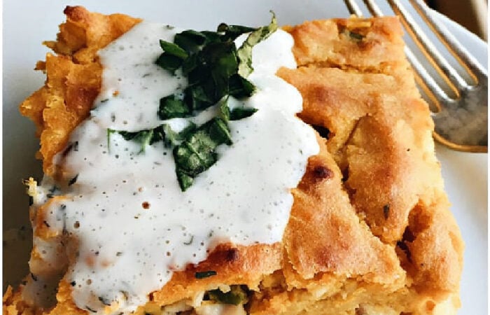herbed cream sauce on pumpkin souffle