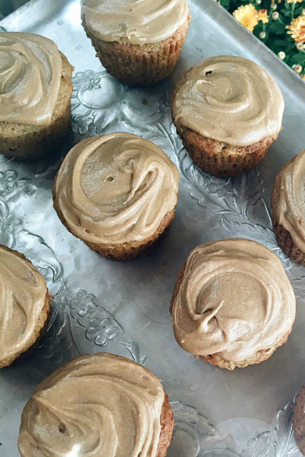 maple frosting on zucchini muffins