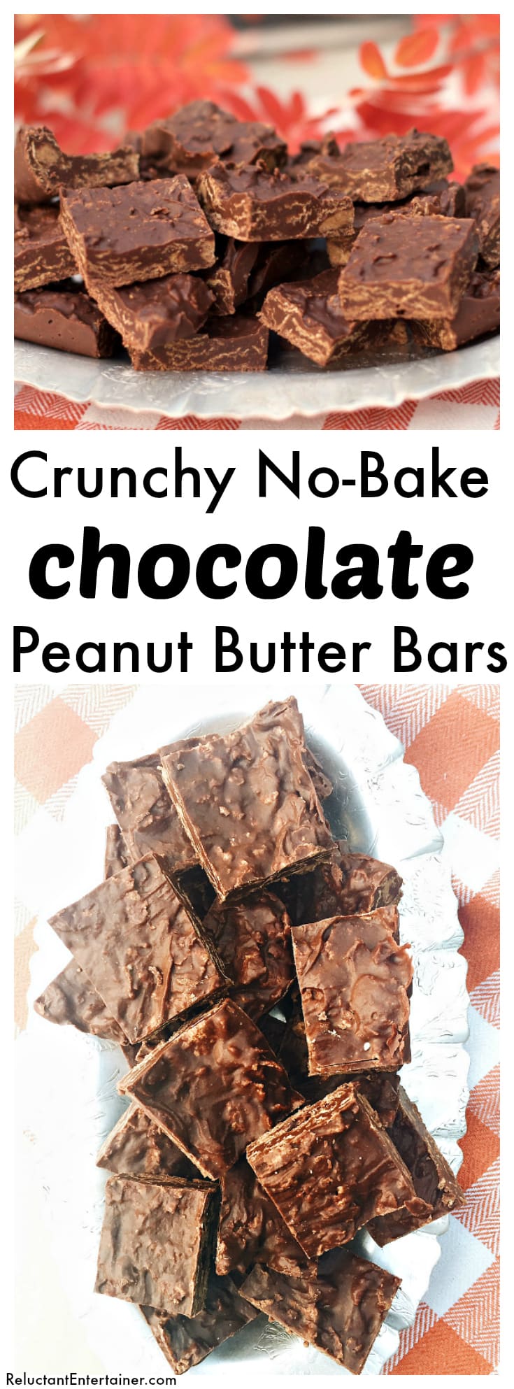 Crunchy NoBake Chocolate Peanut Butter Bars Reluctant Entertainer