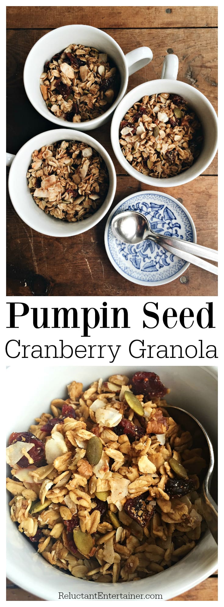 Pumpkin Seed Cranberry Granola from ReluctantEntertainer.com