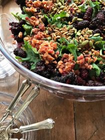 Layered Holiday Kale Berry Salad | ReluctantEntertainer.com