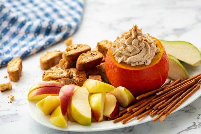 Pumpkin Cream Cheese Dip with snacks