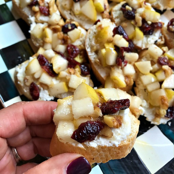 Pear Walnut Crostini Appetizer