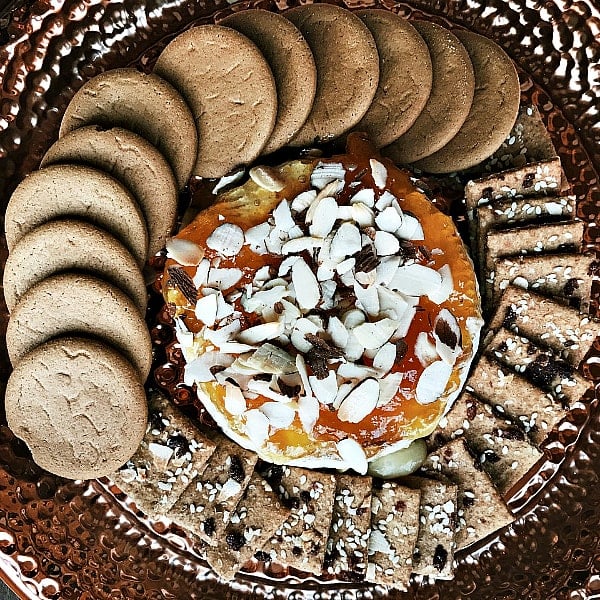 Baked Peach Almond Brie Appetizer