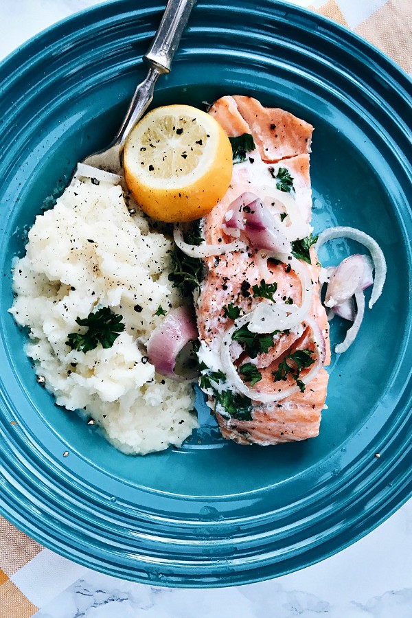 Skinnytaste's Slow Cooker Poached Salmon at ReluctantEntertainer.com