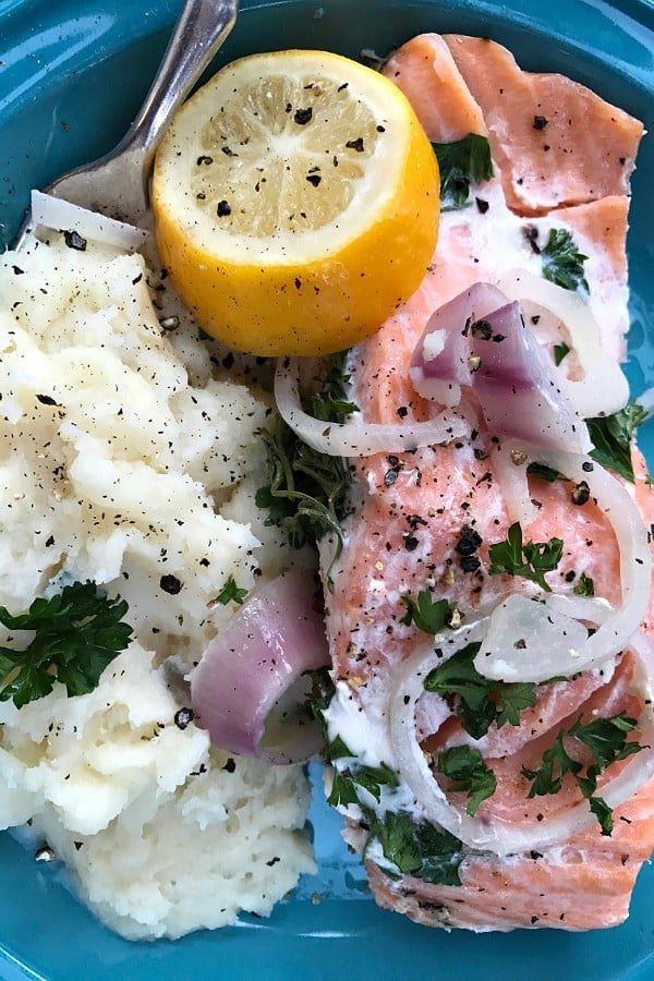 Skinnytaste's Slow Cooker Poached Salmon at ReluctantEntertainer.com