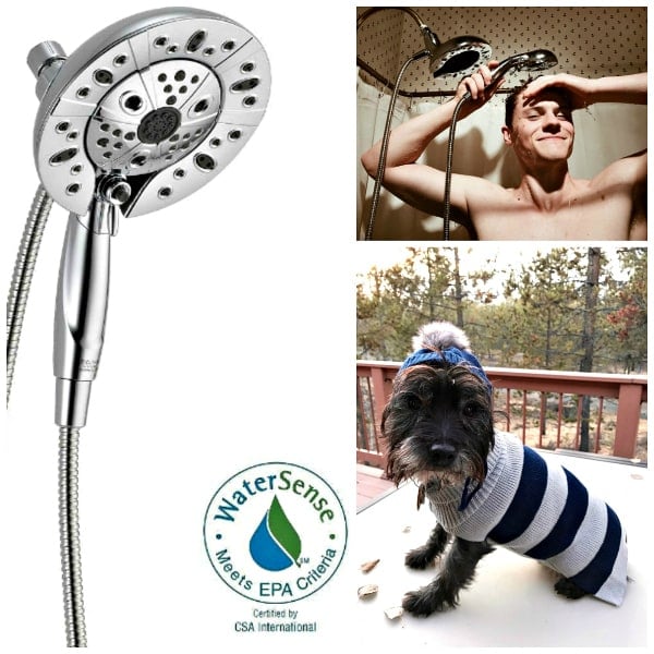 #DIY Bathroom Improvement with Delta In2ition Showerhead at ReluctantEntertainer.com