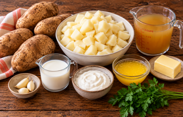 ingredients to make mashed potatoes