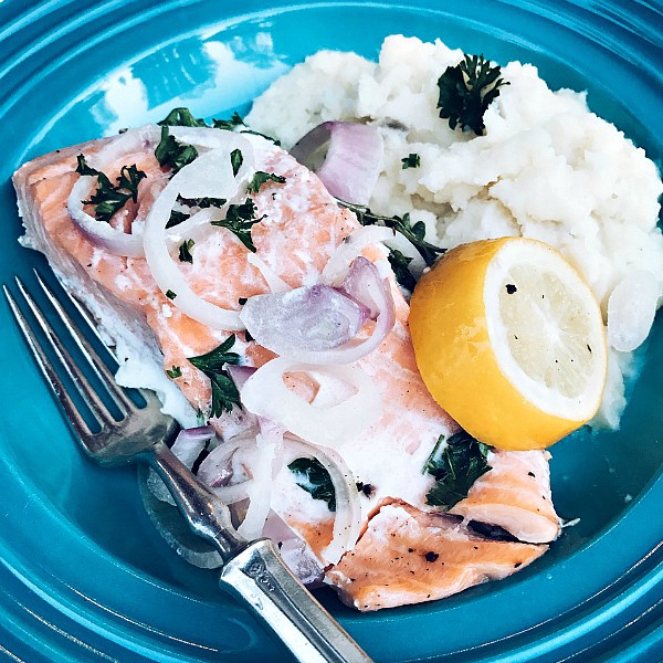 Skinnytaste's Slow Cooker Poached Salmon at ReluctantEntertainer.com