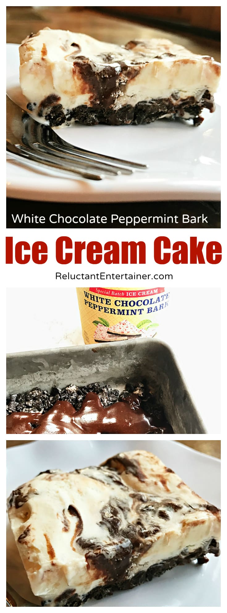 White Chocolate Peppermint Bark Ice Cream Cake