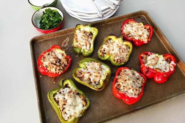 Taco-Stuffed Peppers Recipe - melted cheese