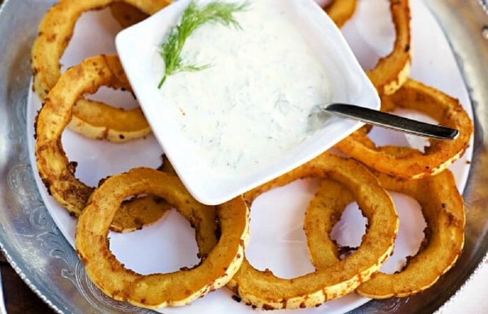squash rounds that are baked for an appetizer