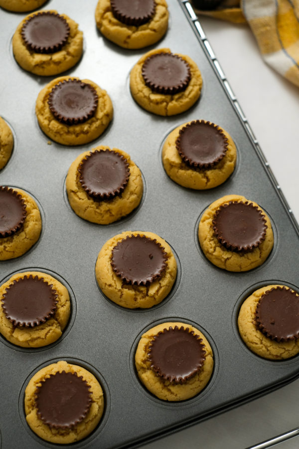 pan of Reese's Peanut Butter Chocolate Cookies