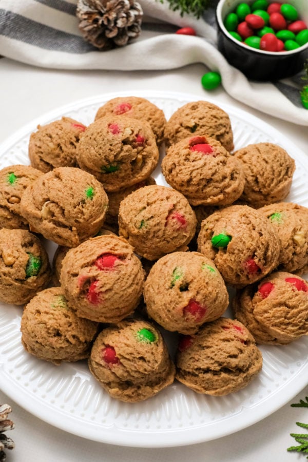 plate of M & M Christmas Cookies