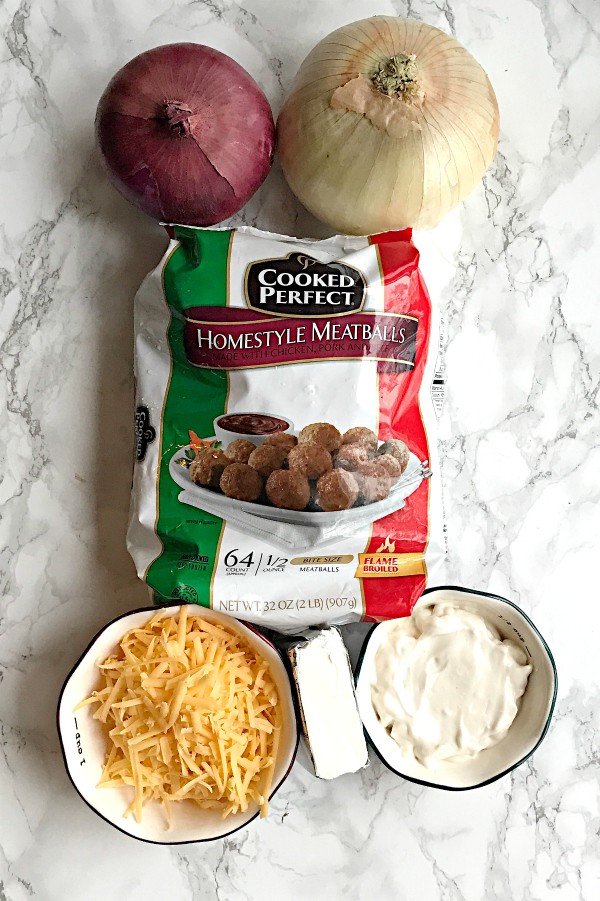 Hot Caramelized Onion Meatball Dip