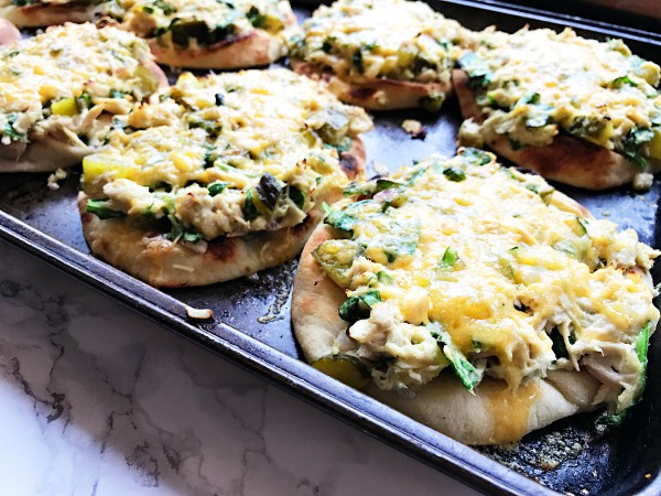 Spinach Sweet Pickle Tuna Flatbread Melts