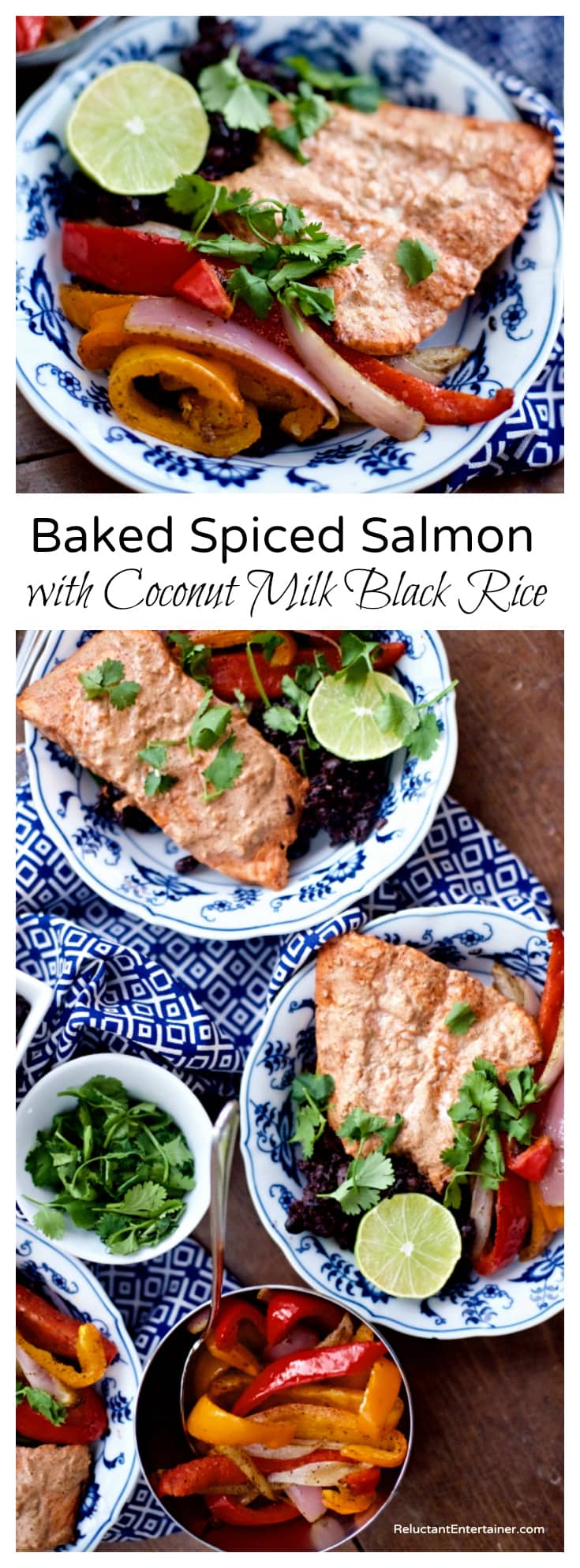 Baked Spiced Salmon with Coconut Milk Black Rice - Reluctant Entertainer