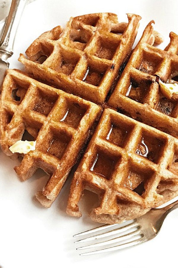 waffles with butter and syrup