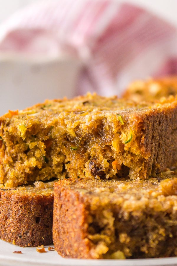 a bite of carrot zucchini bread