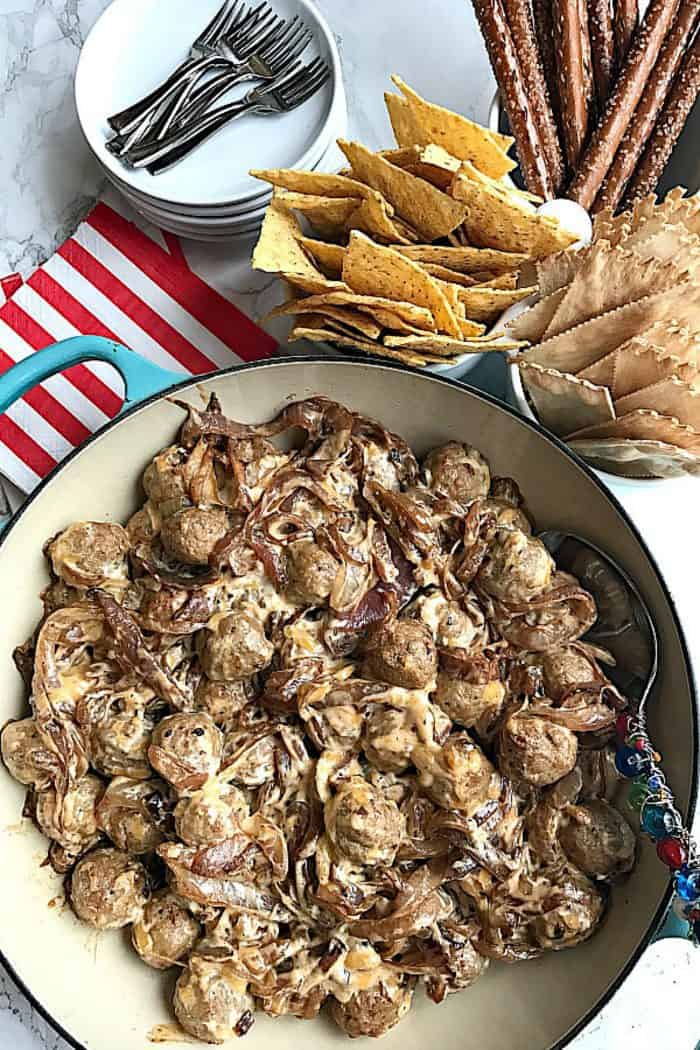 Party Hot Caramelized Onion Meatball Dip