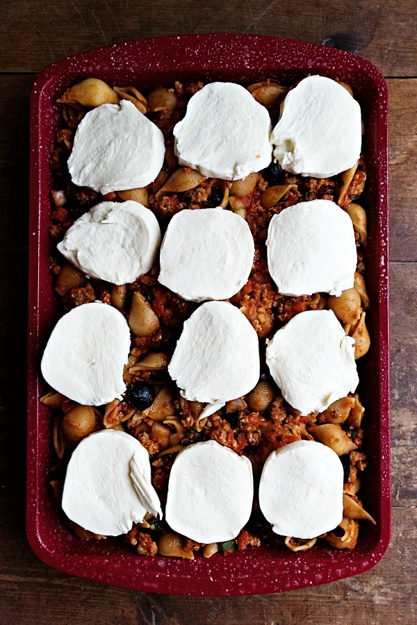 Mexican Ground Turkey Olive Pasta Bake - Reluctant Entertainer