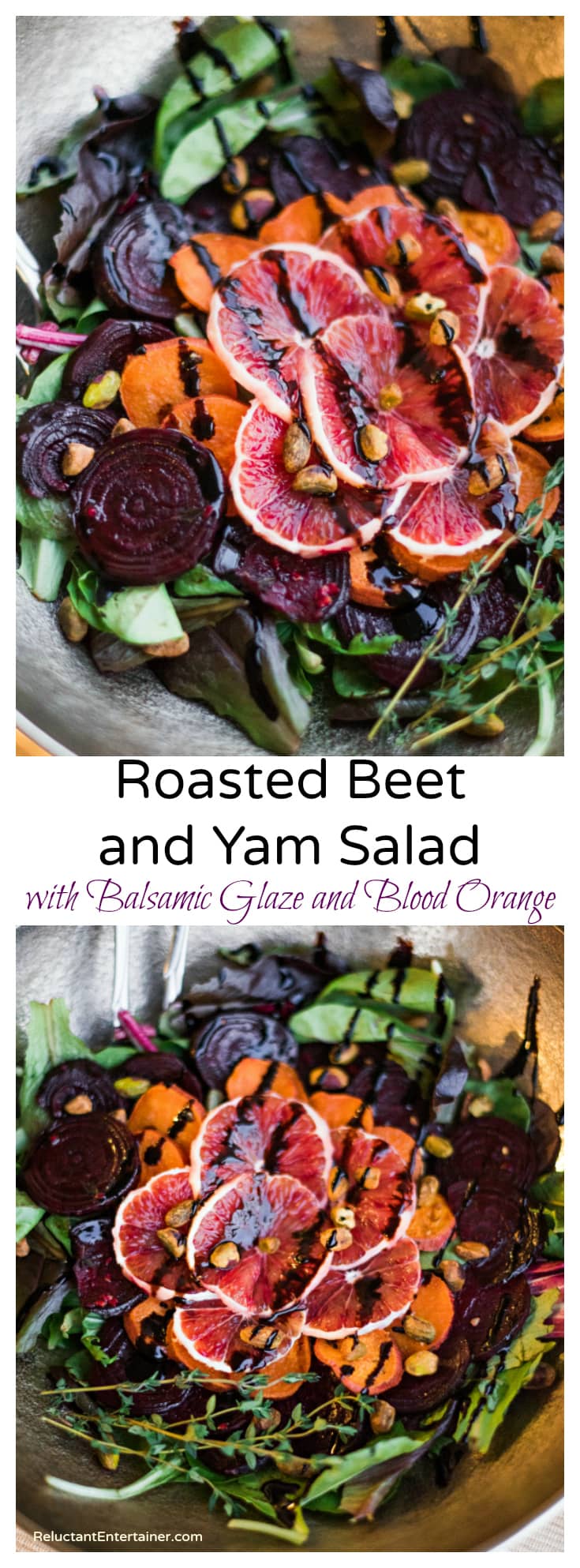 Roasted Beet and Yam Salad with Balsamic Glaze and Blood Orange