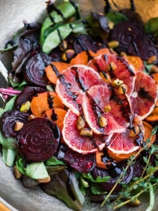 Roasted Beet and Yam Salad With Balsamic Glaze and Blood Orange