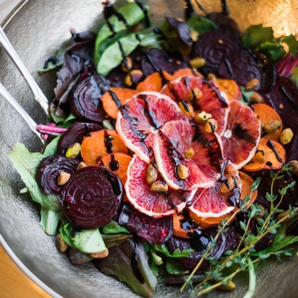 Roasted Beet and Yam Salad With Balsamic Glaze and Blood Orange