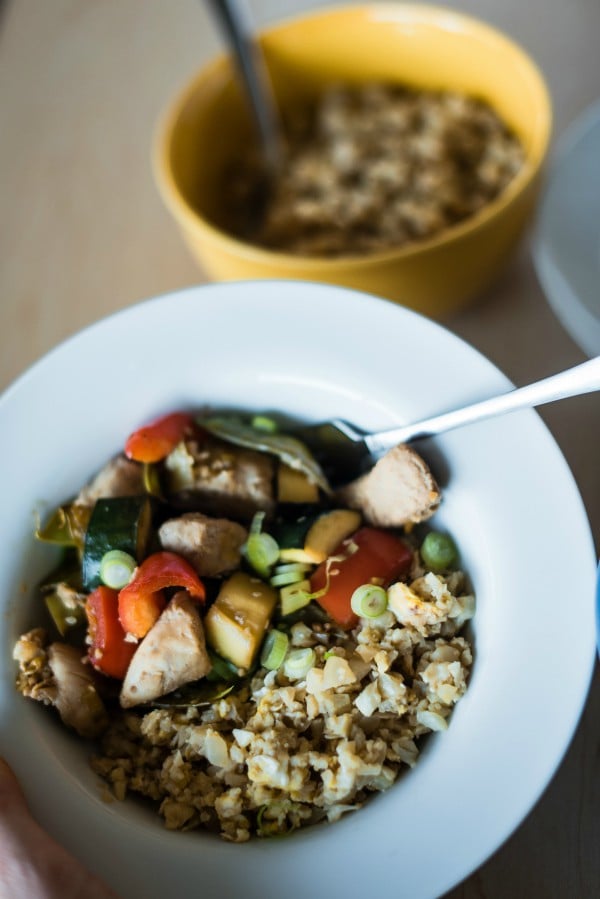 Honey Ginger Chicken Cauliflower Stir Fry