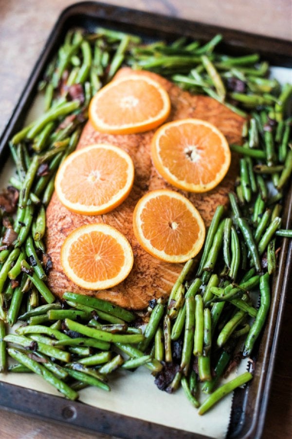 a sheet pan Baked Orange Spiced Salmon