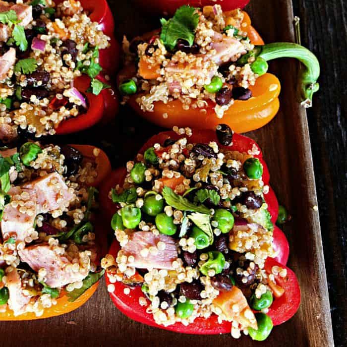 Leftover Ham Quinoa-Stuffed Peppers with Peas Recipe