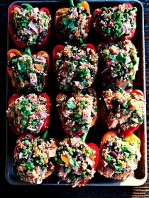 Ham Quinoa-Stuffed Peppers with Peas