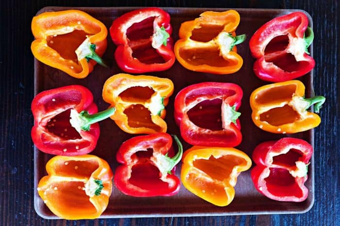 Ham Quinoa-Stuffed Peppers with Peas - bell peppers