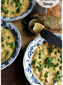 bowls of Red Lentil Ham Carrot Soup Recipe