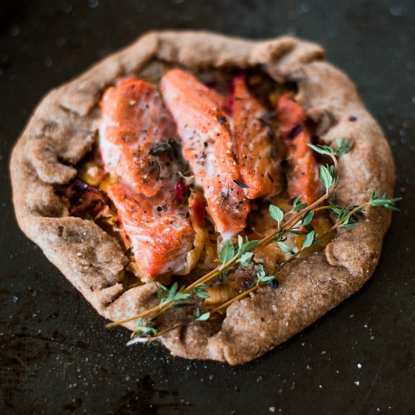 Whole Wheat Leek Salmon Galette