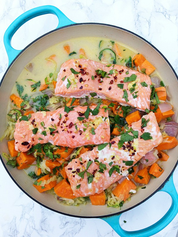 Coconut Salmon Zucchini Noodle Bowl Recipe