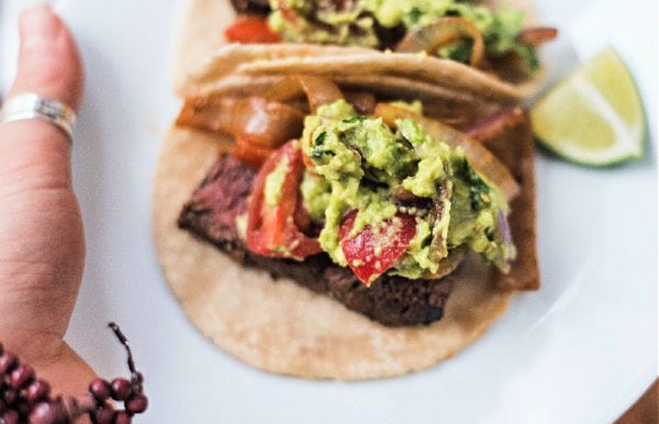 2 fajita tacos with guacamole