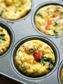 Shallot Roasted Red Pepper Mini Egg Omelets