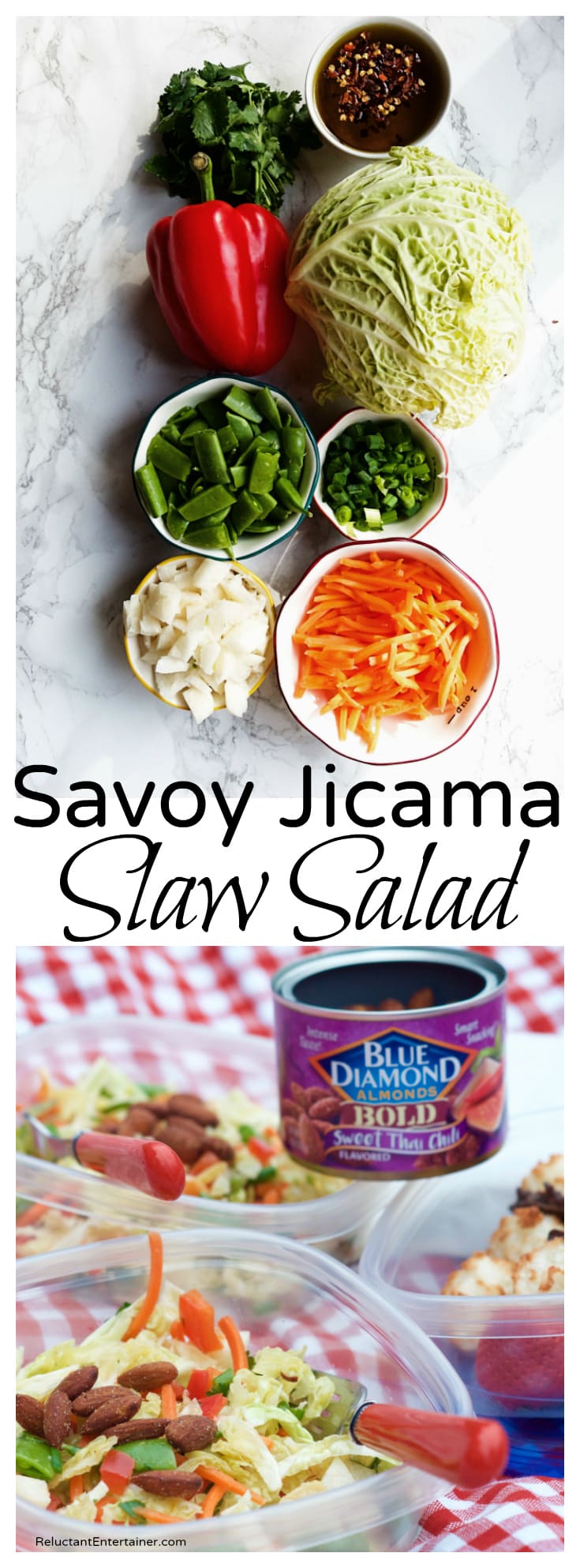 Savoy Jicama Slaw Salad Recipe partnered with Blue Diamond