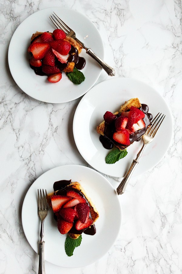 Fried Angel Food Ganache Strawberry Shortcake