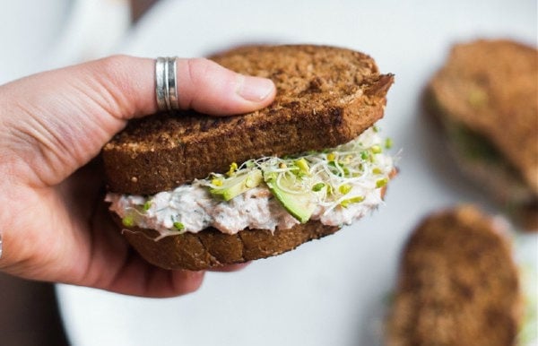 toasted Leftover Lemon Dill Salmon Sandwich