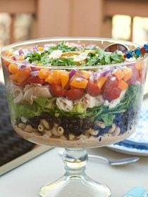 Barbecue Chicken Layered Pasta Salad