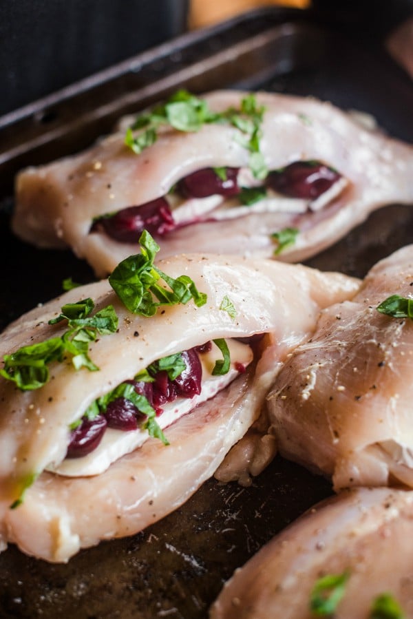 Dark Sweet Cherries Brie-Stuffed Chicken