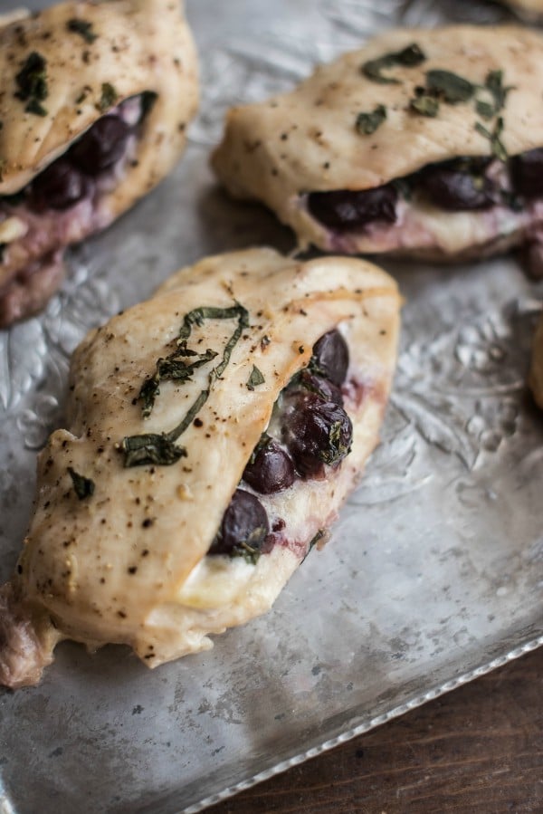 Dark Sweet Cherries Brie-Stuffed Chicken