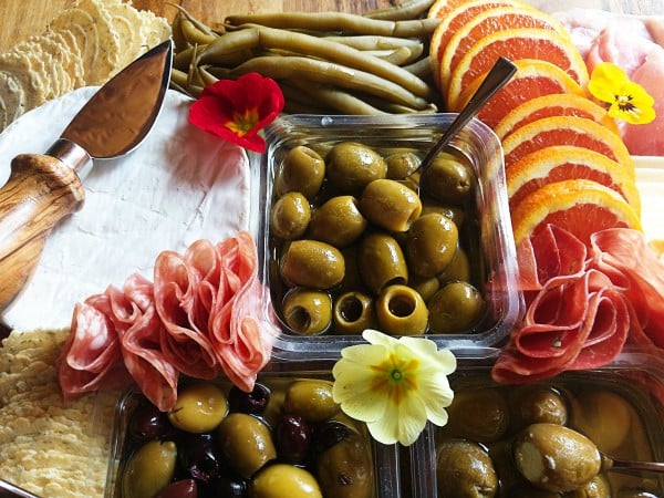 Olive, Meat, Cheese Board Recipe