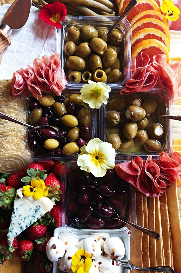 Olive, Meat, Cheese Board Recipe