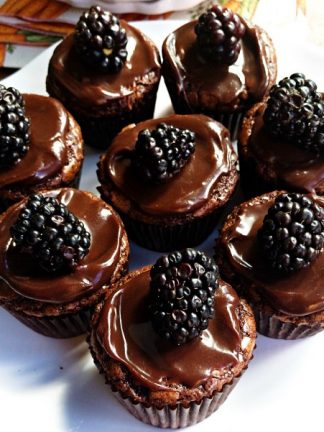 Ganache Blackberry Brownie Bites